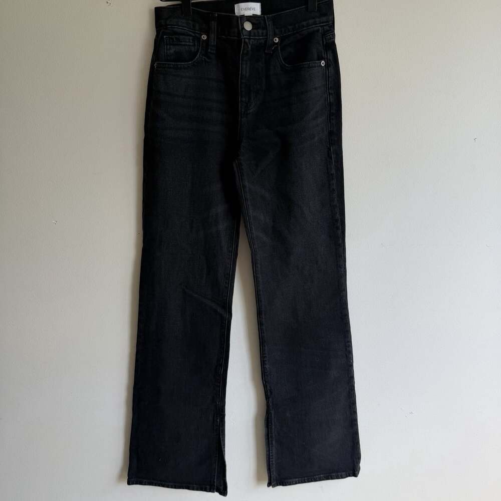 NWT Evereve Ever Vintage Bootcut Black Jeans Slit Size 25 Western Classic $148